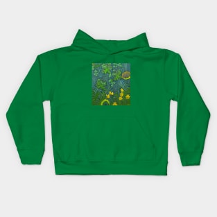 Tonal Foliage with Flowers Kids Hoodie